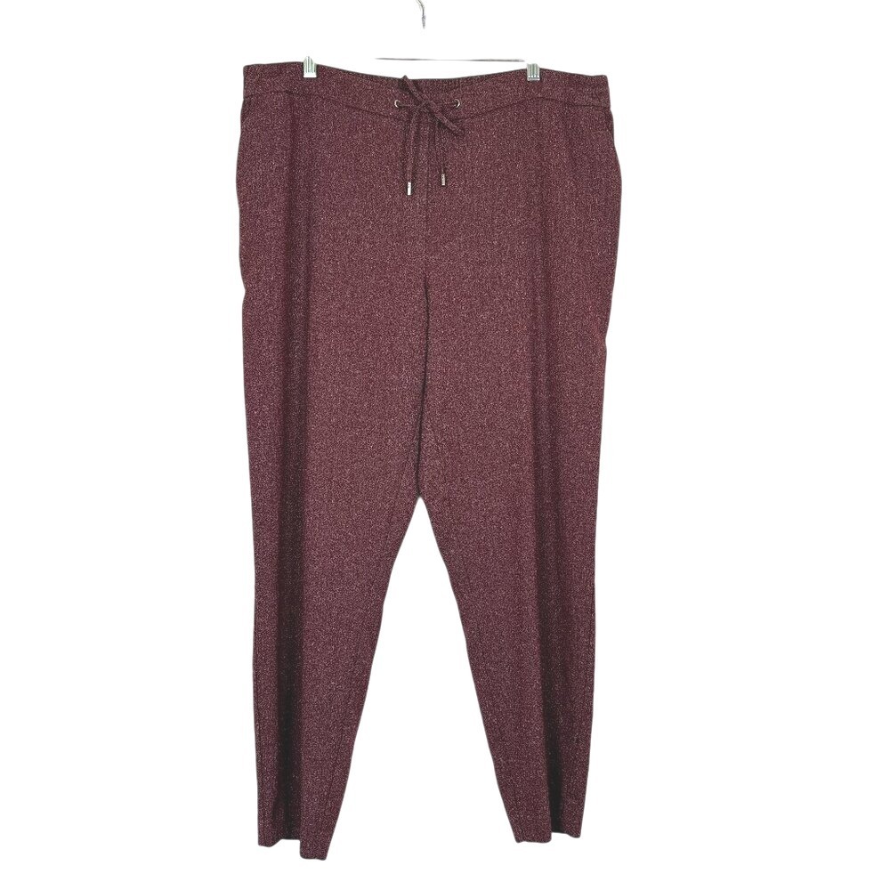 Reitmans Maroon Textured Jogger Pants Women's 18 Regular Drawstring Comfy Pocket